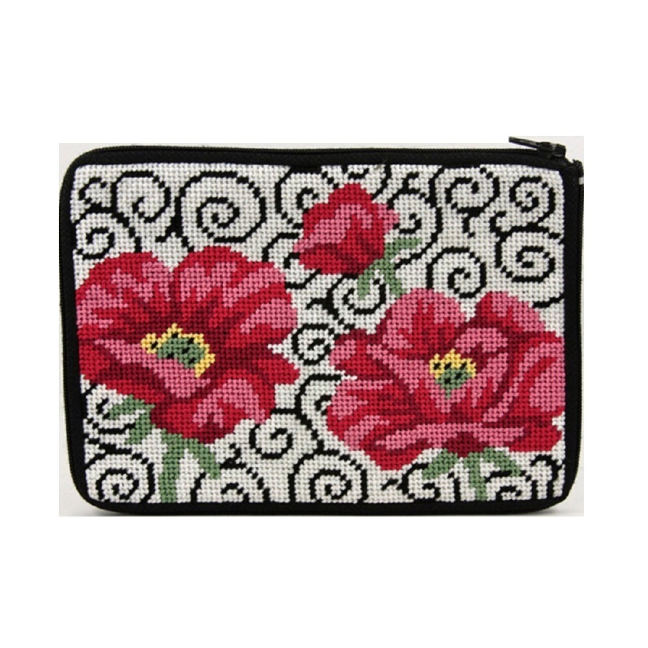 Stitch & Zip Needlepoint Purse/Cosmetic Case Kit-SZ575 Poppies on Scroll